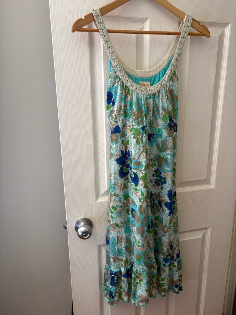 Free People vintage Y2K beaded floral dress size medium - Picture 2 of 12